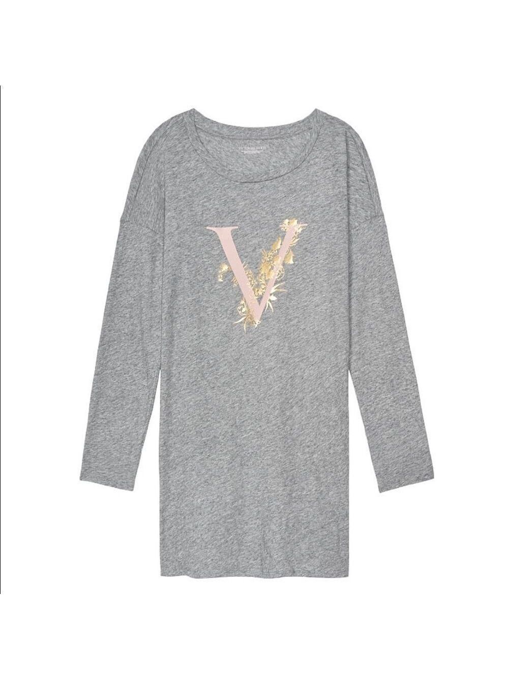 Victoria Secret Cotton Long Scoop-neck Light Weight Sleep-shirt - Picture 2 of 8